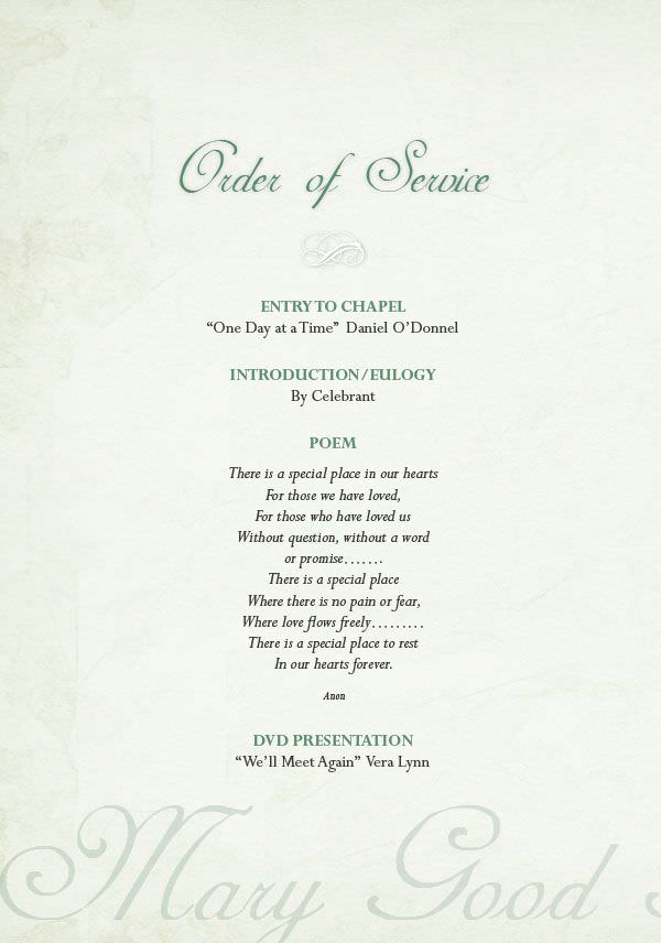 order of service